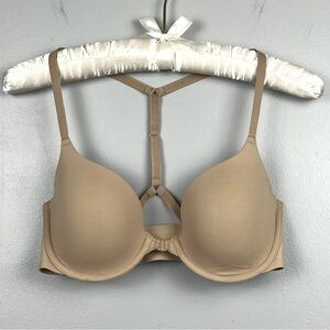 B.tempt’d by Wacoal 959201 beige racerback front closure underwire bra, 32D.